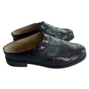 Ariat Black Brown Leather Croc Clogs Mules Shoes 94302 Women Size 7B Western